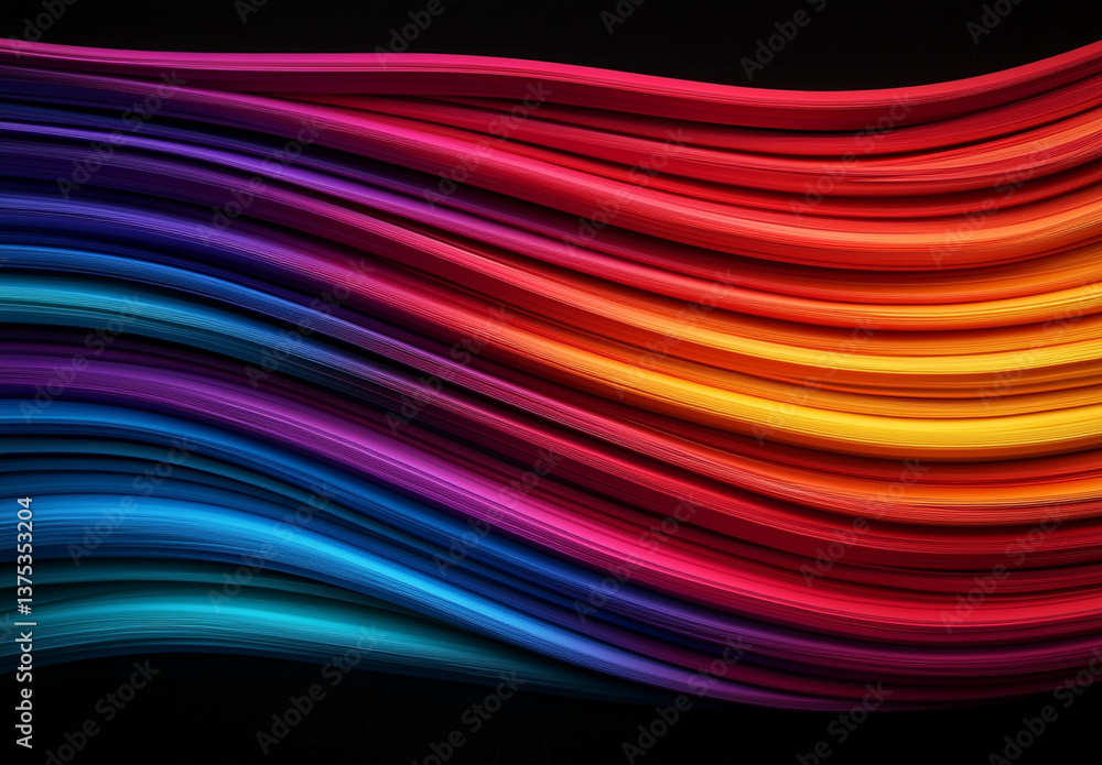 Colorful abstract background with flowing lines in vibrant hues of red, orange, yellow, green, blue, and purple, creating dynamic and energetic visual effect Colorful abstract background with flowing lines in vibrant hues of red, orange, yellow, green, blue, and purple, creating dynamic and energetic visual effect