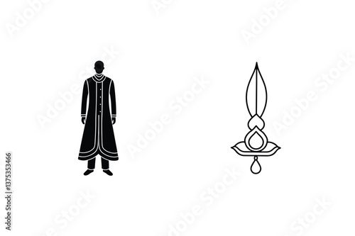 South Asian Men's Fashion, Traditional Attire, Ceremonial Dagger, Cultural Iconography