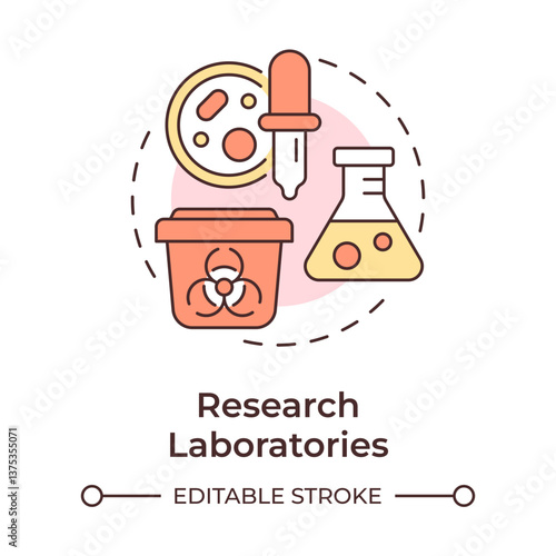 Research laboratories multi color concept icon. Biological agents, genetic engineering. Round shape line illustration. Abstract idea. Graphic design. Easy to use in presentation, article