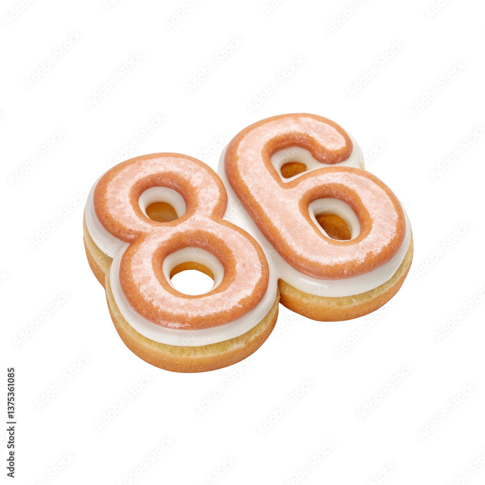 Unique baked treat featuring the numbers 8 and 6 designed for special occasions or celebrations Unique baked treat featuring the numbers 8 and 6 designed for special occasions or celebrations