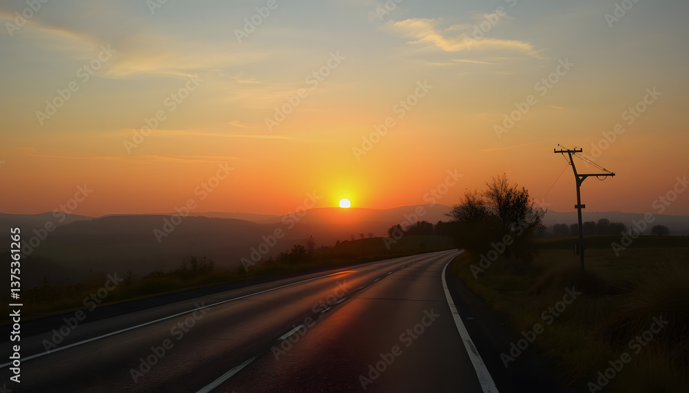Sunrise above road , with white tonespng Sunrise above road , with white tonespng