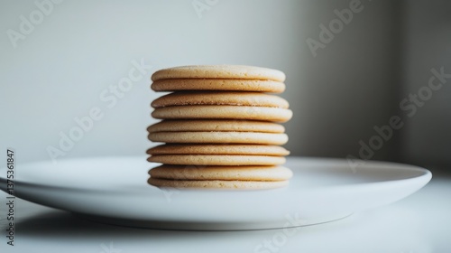 Wallpaper Mural A close-up of crisp wafer cookies stacked neatly on a white plate. Torontodigital.ca