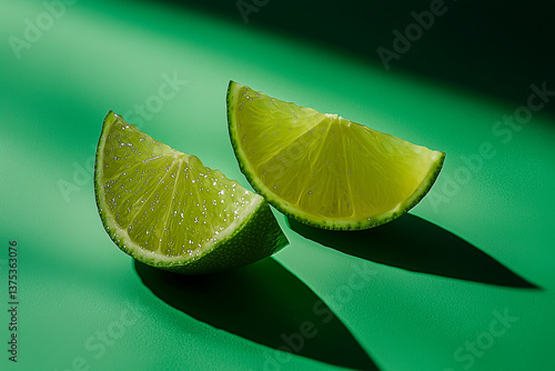 Green lime on matching green background