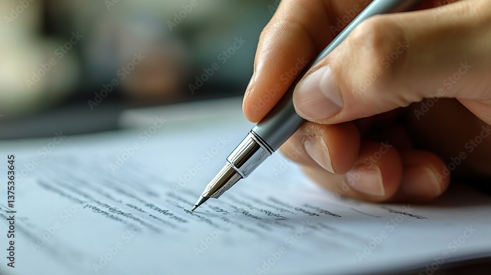 Eloquent inscription with elegant fountain pen embodying thoughtful expression Eloquent inscription with elegant fountain pen embodying thoughtful expression