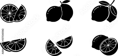 Lemon, lime icons set, vector
