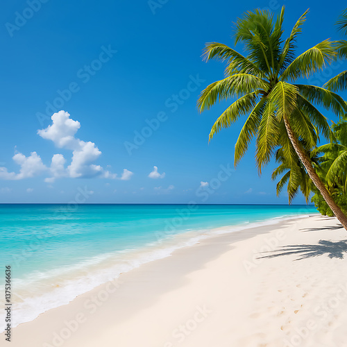 Wallpaper Mural Tropical Beach Paradise White Sand, Turquoise Water, and Lush Palm Trees Torontodigital.ca