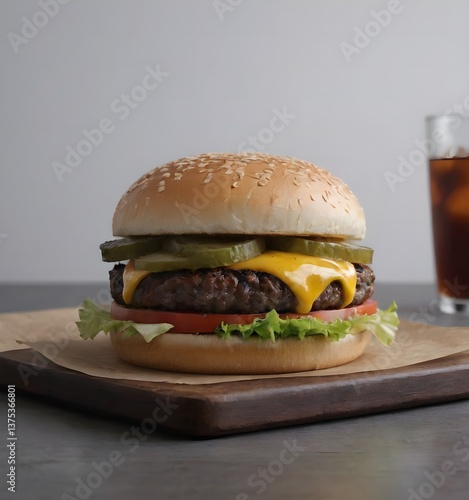 Classic Grilled Burger with Melted Cheese