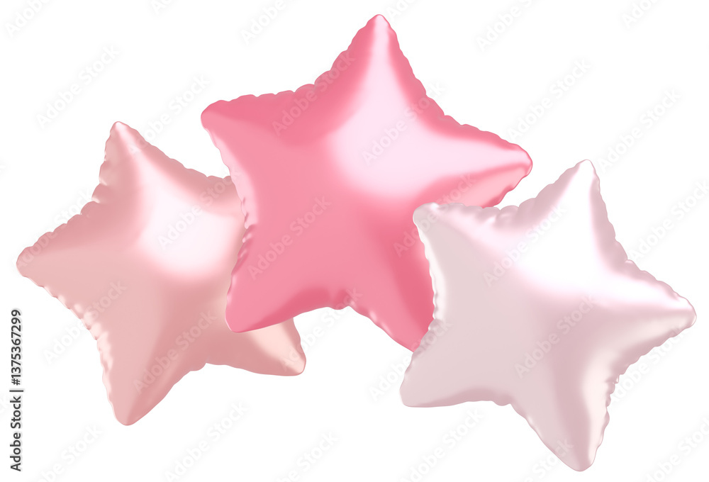 3D画像_星型の風船_ピンク 3D画像_星型の風船_ピンク