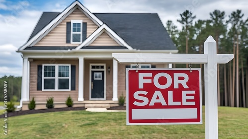 Modern Suburban House for Sale with Real Estate Sign