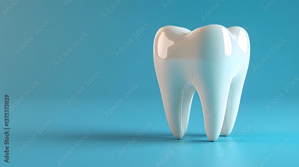 Pristine 3D rendered dental molar on a soft blue background Pristine 3D rendered dental molar on a soft blue background