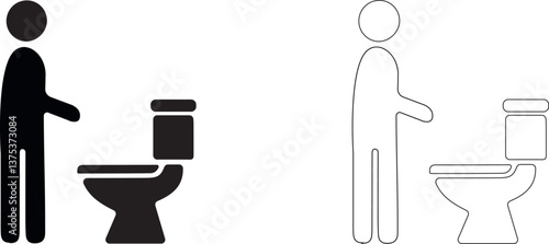 Man near the toilet. Vector icon.