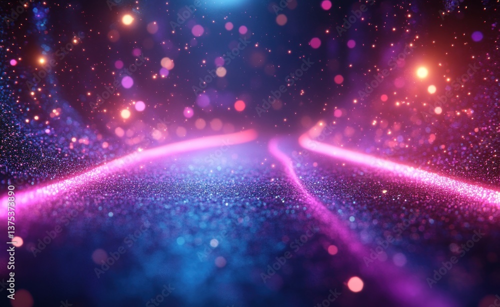 Fototapeta premium Futuristic Digital Art with Neon Lights and Bokeh Effect in Cybersecurity and Artificial Intelligence