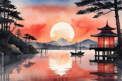 Eastern Harmony – Traditional Japanese Art in Delicate Tones