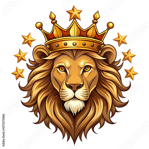 Golden Lion with Crown: Regal Animal Icon
