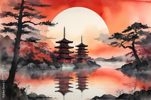 Eastern Harmony – Traditional Japanese Art in Delicate Tones