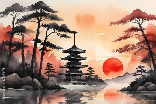 Eastern Harmony – Traditional Japanese Art in Delicate Tones
