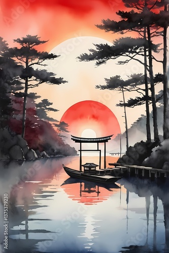 Eastern Harmony – Traditional Japanese Art in Delicate Tones