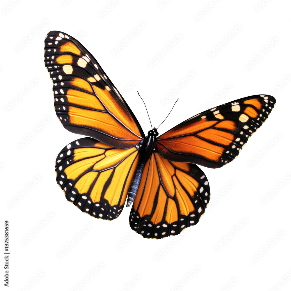 Fototapeta premium A large orange butterfly with black spots is flying in the air