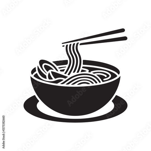 Noodle bowl,Bowl of Noodles,Sup Noodles icon. glyph style. silhouette. Suitable for food icon. simple design editable