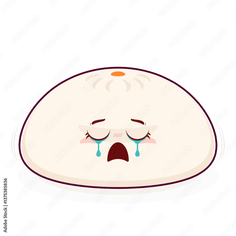 Obraz premium steamed buns crying face cartoon cute
