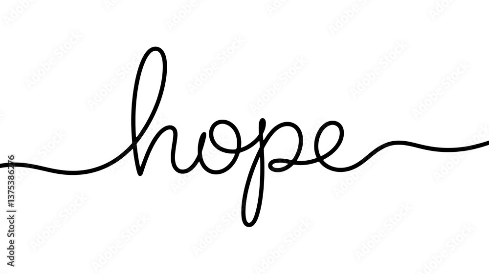 Hope text words one line drawing illustration , transparent background PNG image Hope text words one line drawing illustration , transparent background PNG image