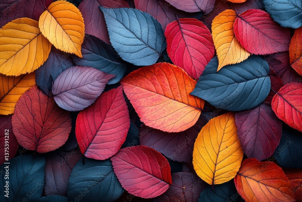 custom made wallpaper toronto digitalAutumn Leaves Close-Up Hyperrealistic Vibrant Colors Background Warm Natural Light Fall Season
