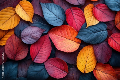 Wallpaper Mural Autumn Leaves Close-Up Hyperrealistic Vibrant Colors Background Warm Natural Light Fall Season Torontodigital.ca