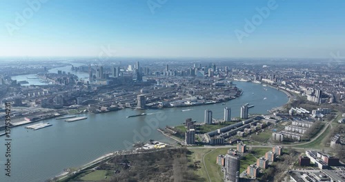 Wallpaper Mural Nieuwe Maas river, skyline of Rotterdam, South Holland, The Netherlands. Aerial view. Torontodigital.ca