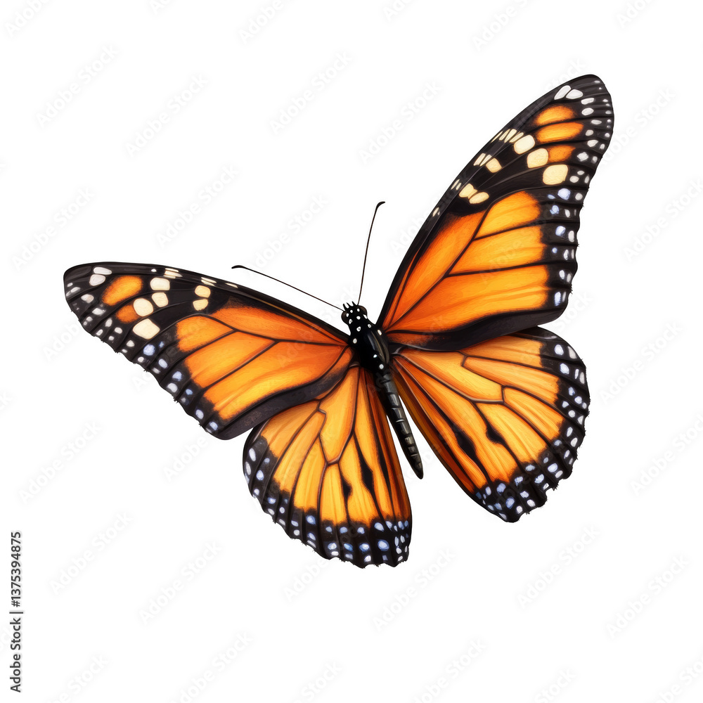 Fototapeta premium A butterfly with orange wings is flying in the air