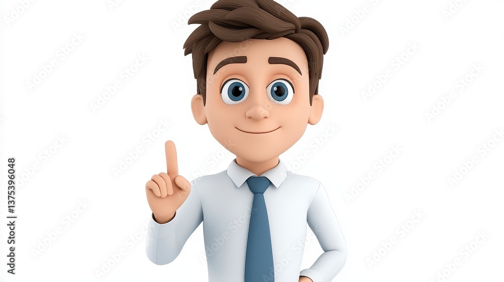 Cartoon Businessman Pointing Upward Cartoon Businessman Pointing Upward