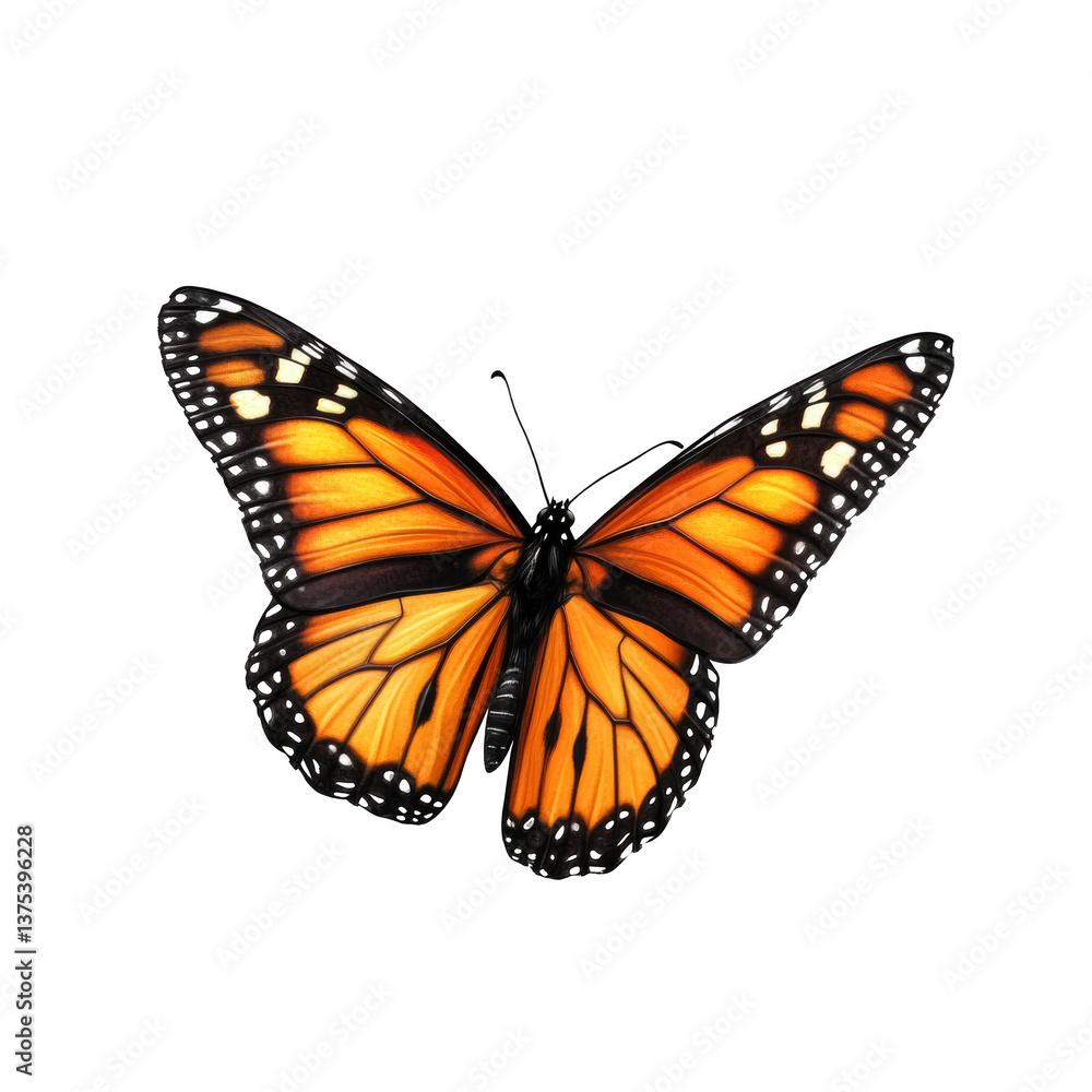 Fototapeta premium A large orange butterfly with black spots is flying in the air