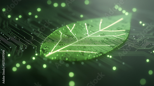 Digital Leaf Symbol: A lumi...