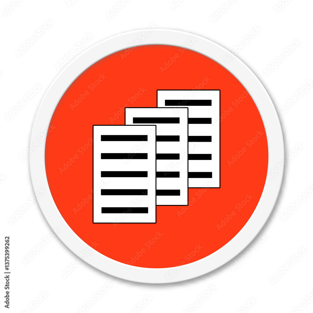 Papiere Symbol auf rundem Button