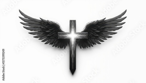 holy black and white Christian cross tattoo