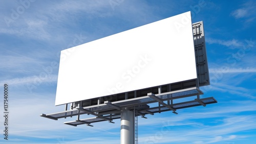 Blank Outdoor Billboard Against Blue Sky – Advertising Mockup for Commercial Use