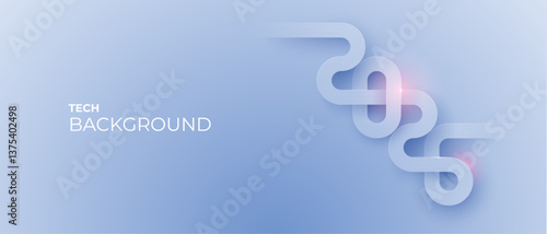 Technology thin line light blue background in elegant sky style. 2026 wave on tech bg. Modern geometric banner with circuit wires on the chip. Vector abstract illustration for presentation or banner. 
