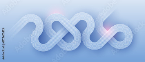 Abstract thin line light blue background in technology elegant style. 2026 wave on tech bg. Modern geometric banner with circuit wires on the chip. Vector illustration for presentation or banner. 