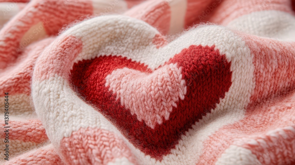 A close up image of a heart shaped knitted pattern