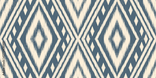 Ethnic ikat seamless pattern.beautiful pattern. floral embroidery, bohemian style, abstract flower art print. ethnic ikat abstract art. seamless fabric. ikat design for fabric, wallpaper, clothing.	