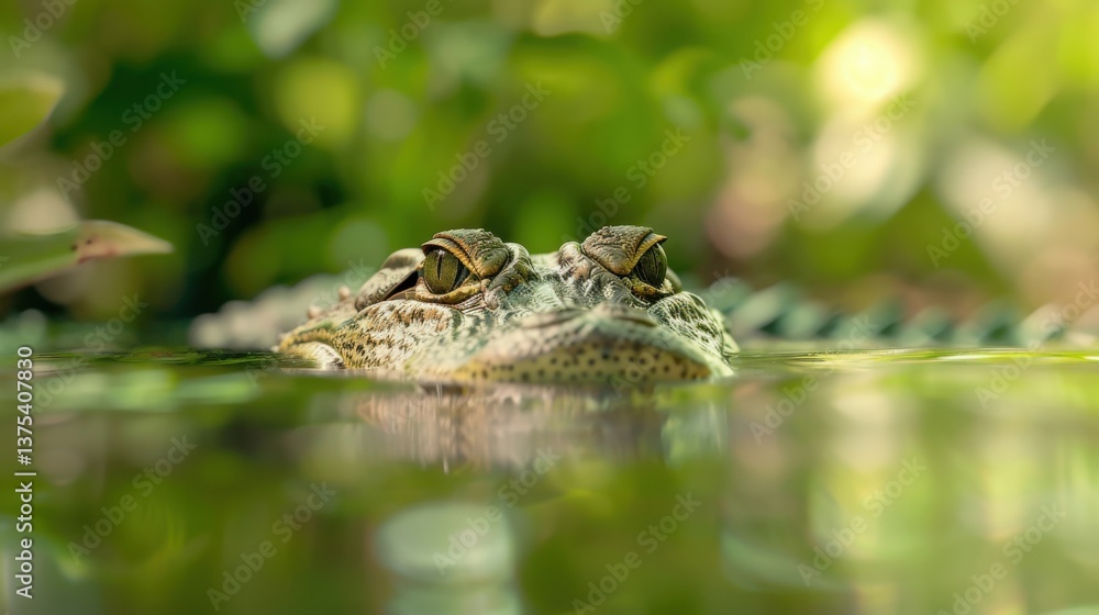American Alligator in Water, Close up of an alligator's head peeking out of the water. American Alligator in Water, Close up of an alligator's head peeking out of the water.