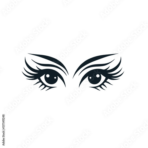 Eye Lash Logo With a Pair of Eyes and Dramatic Lashes vector illustration of an eye