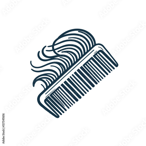 Hair Growth Logo Simple Comb With Hair Growing From It