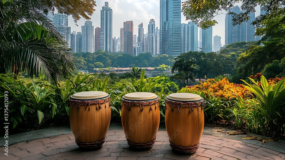 Fototapeta premium drum and palm trees