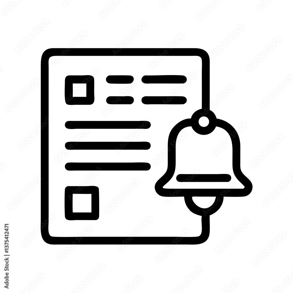 Notification Icon with Assignment Alert in Simple Line Style Notification Icon with Assignment Alert in Simple Line Style