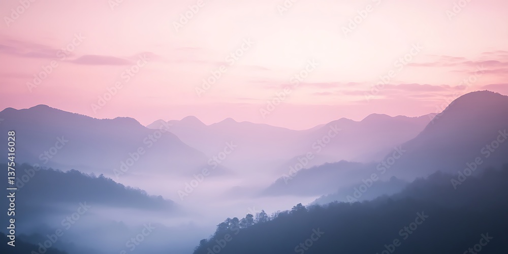 Fototapeta premium Completely Blurred Background of a Misty Landscape for Dreamy Atmospheres, Fantasy Art, or Soft-Focus Designs