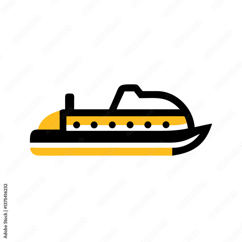 Submarine icon in yellow and black style Submarine icon in yellow and black style