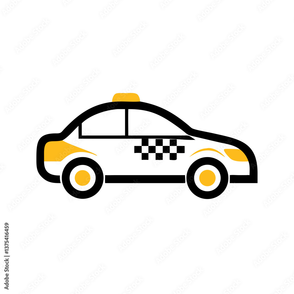 Fototapeta premium Side view taxi cab icon with checker pattern