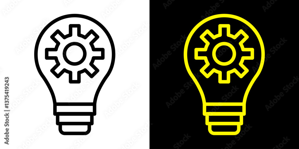 Light bulb idea icon. Brain inside lightbulb vector - Innovation and creativity concept. Technology and AI lightbulb icon. Smart idea outline symbol. Lightbulb with brain and gear, AI intelligence. Light bulb idea icon. Brain inside lightbulb vector - Innovation and creativity concept. Technology and AI lightbulb icon. Smart idea outline symbol. Lightbulb with brain and gear, AI intelligence.