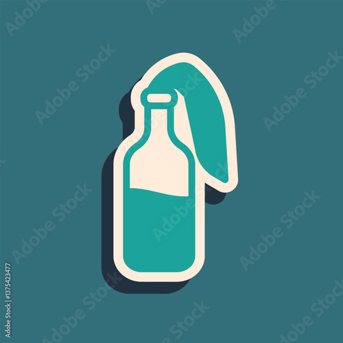 Green Cocktail molotov icon isolated on green background. Long shadow style. Vector