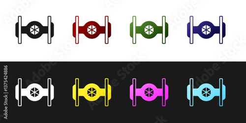 Set Cosmic ship icon isolated on black and white background. Vector